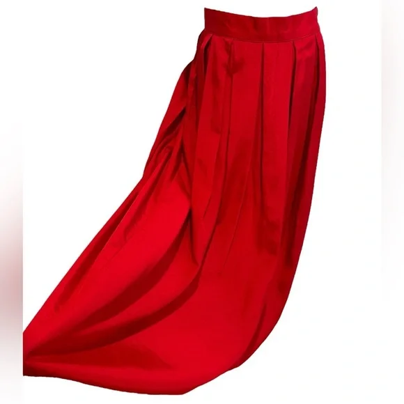 NWT 70s RED TOP BOX PLEAT MINIMALIST MIDI SKIRT 2 POCKETS MADE IN ITALY RAFAELLA - Picture 1 of 7